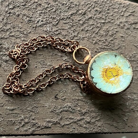 Real Daisy Necklace/Pressed Flower Pendant/Botanical Globe Amulet by Query Eve - Picture 6 of 11